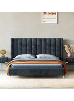 Load image into Gallery viewer, AAH Home Bed Frame Modern Velvet King Queen Size for bedroom Without Mattress AAH HOME