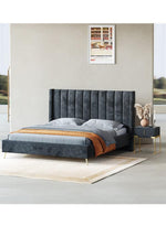 Load image into Gallery viewer, AAH Home Bed Frame Modern Velvet King Queen Size for bedroom Without Mattress AAH HOME