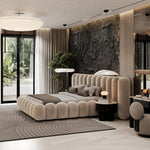 Load image into Gallery viewer, JOY Home Bed Frame Modern Velvet King Queen Size for bedroom Without Mattress