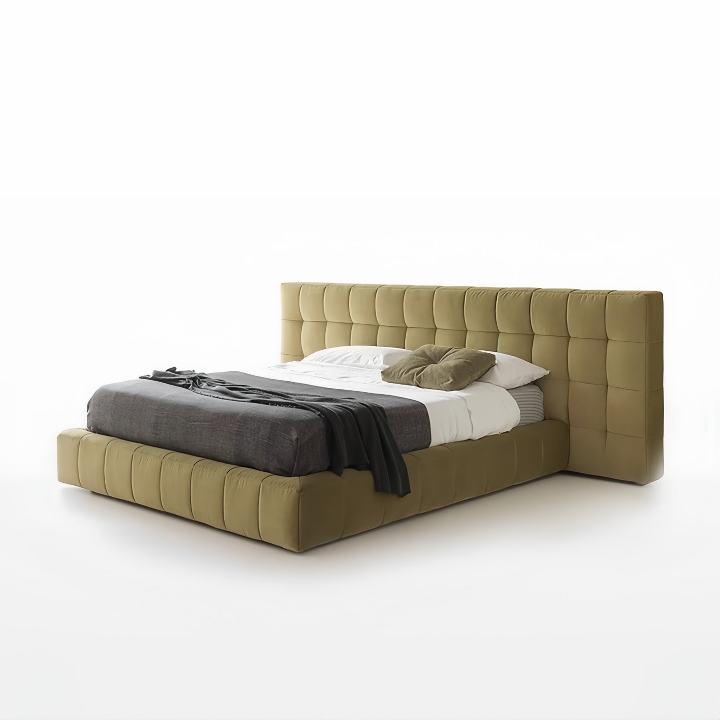 JOY Home Bed Frame Modern Velvet King Queen Size for bedroom Without Mattress