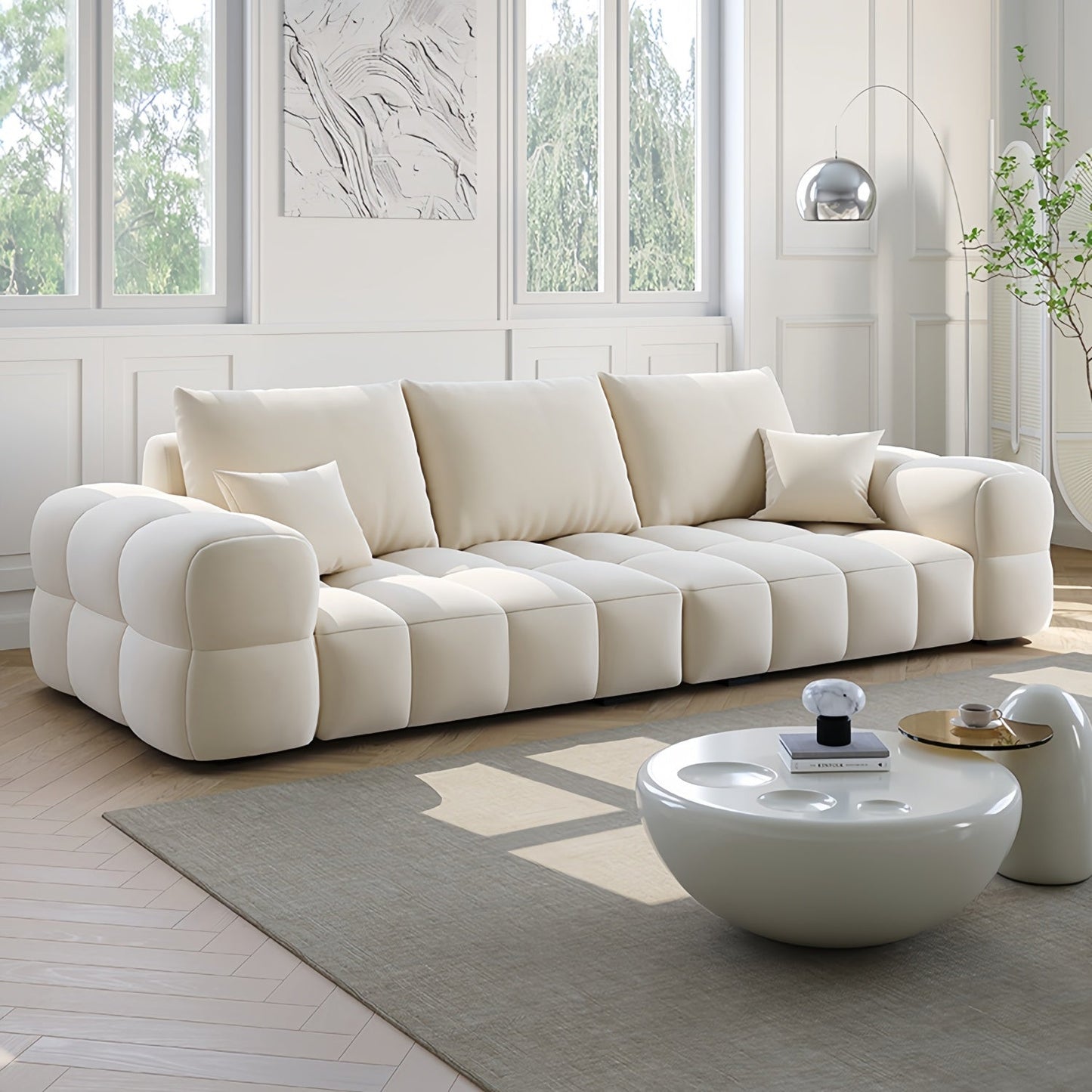 JOY Home Light Luxury Fabric Cloud Shaped Sofa set for Livingroom