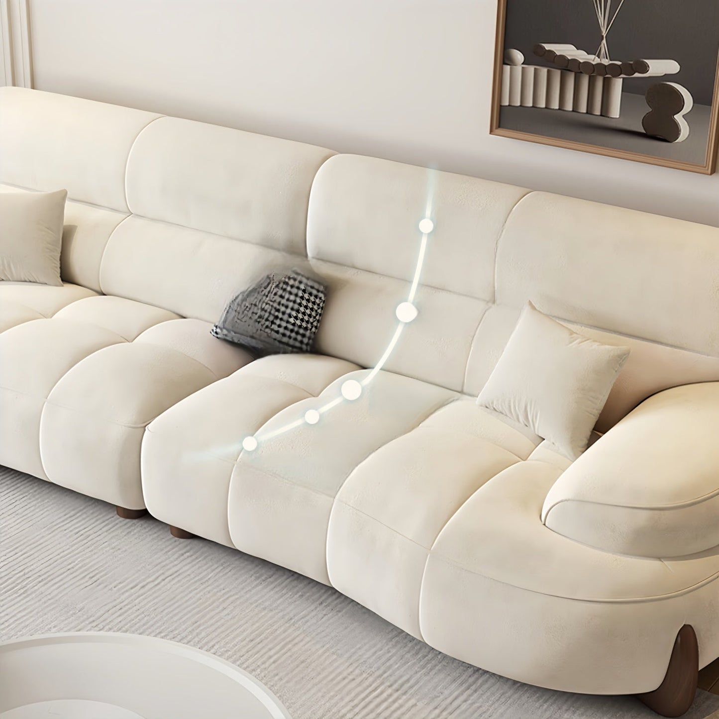 JOY Home Light Luxury Fabric Cloud Shaped Sofa set for Livingroom