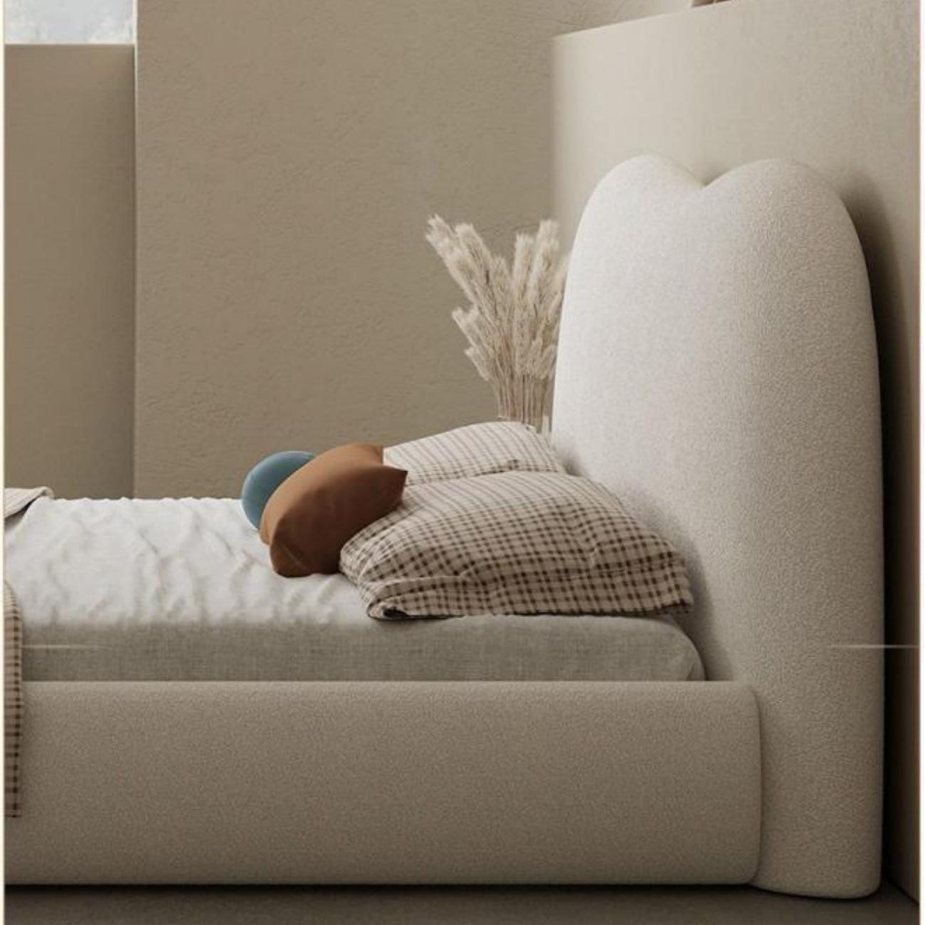 Refined Fleece Bed Frame | Elegant Memory Foam Headboard Design