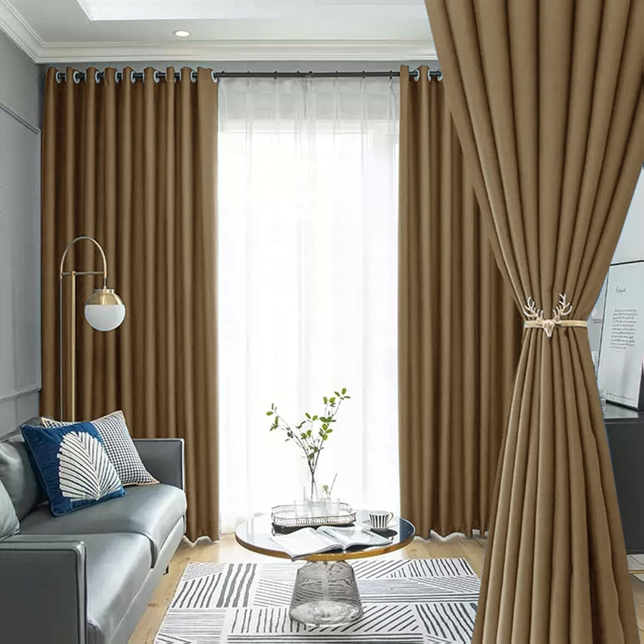 60% Blackout Curtains 2 Panels | Dark Colors for Living Room
