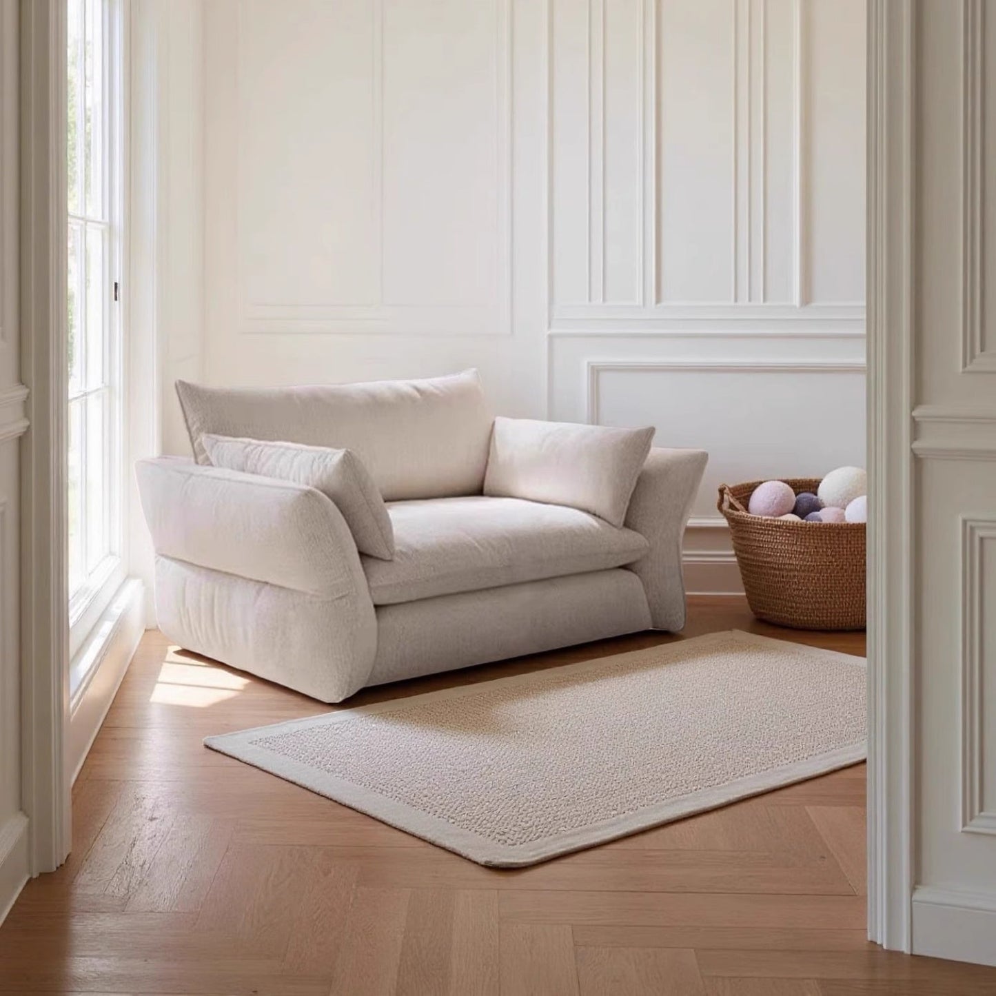 JOY HOME Wood White Cloud Sofa