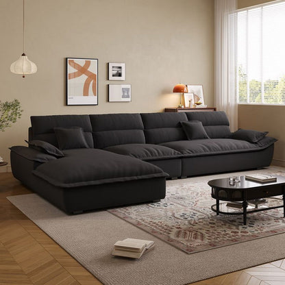 JOY HOME Wood White Sectional Sofa for Modern Homes