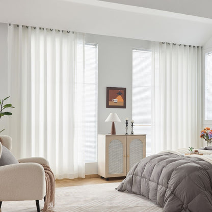 JOY HOME Curtains: 2 Panels Sheer Color Chiffon Tulle Light Window Textile Curtains Drapes for