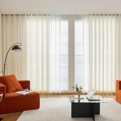 JOY HOME Curtains: 2 Panels Sheer Color Chiffon Tulle Light Window Textile Curtains Drapes for