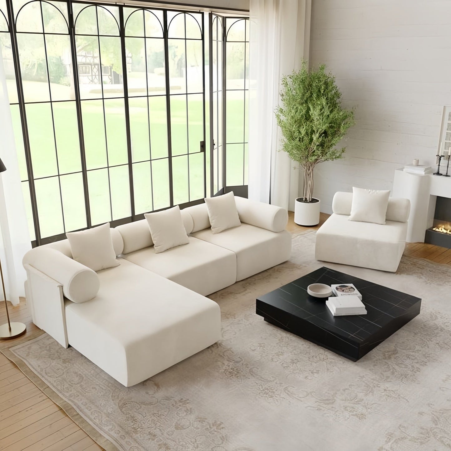 JOY HOME Sofa — Wood / White / Natural