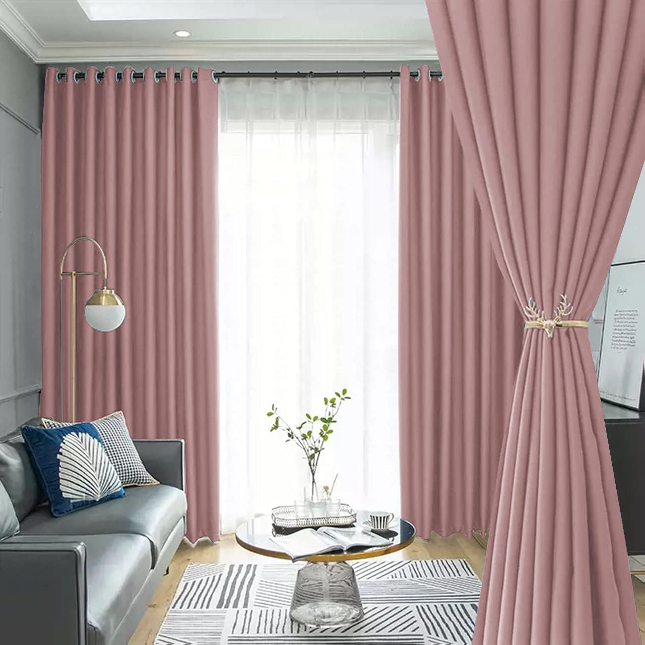 60% Blackout Curtains 2 Panels | Dark Colors for Living Room