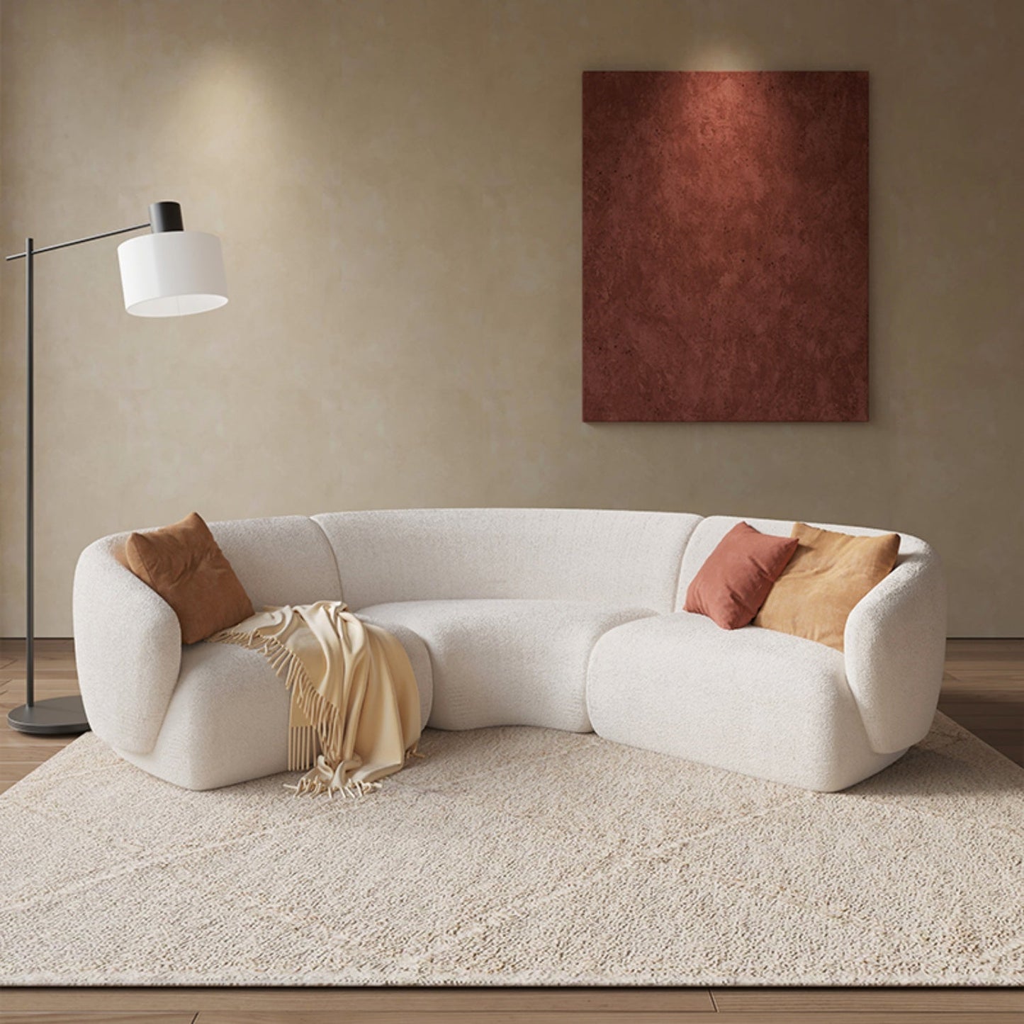 JOY HOME Wood White Modular Sofa for Modern Homes