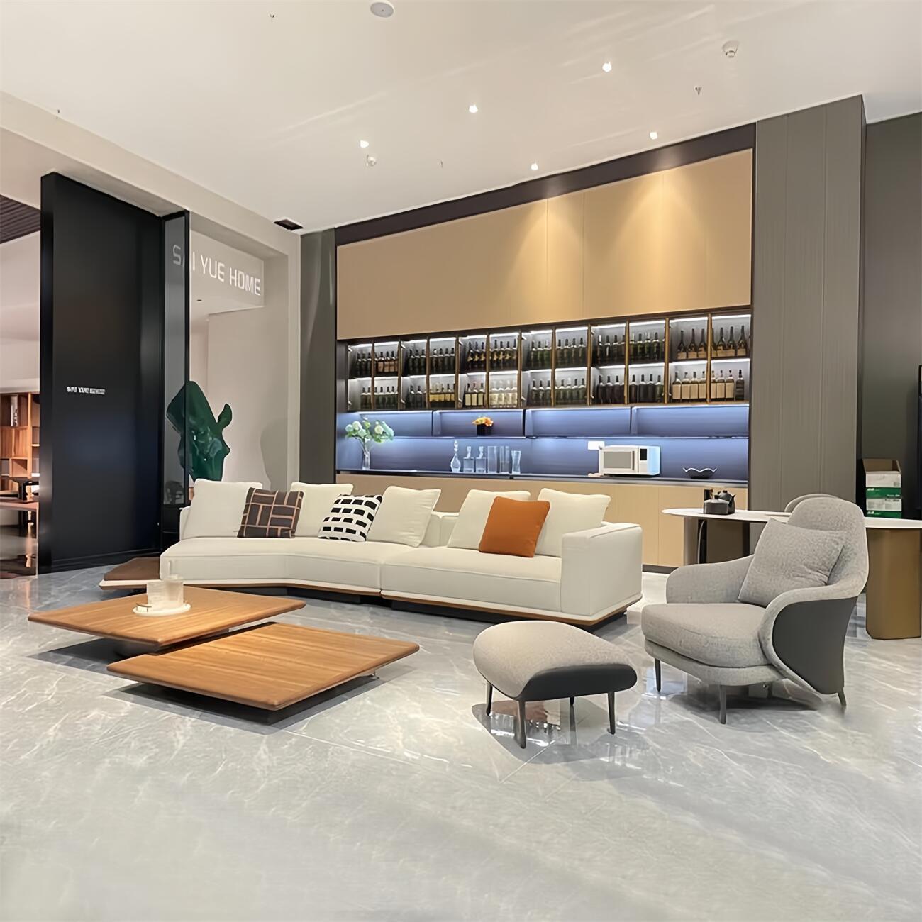 JOY Home Light Luxury Linen Cotton  Fabric Cloud Shaped Sofa set for Livingroom