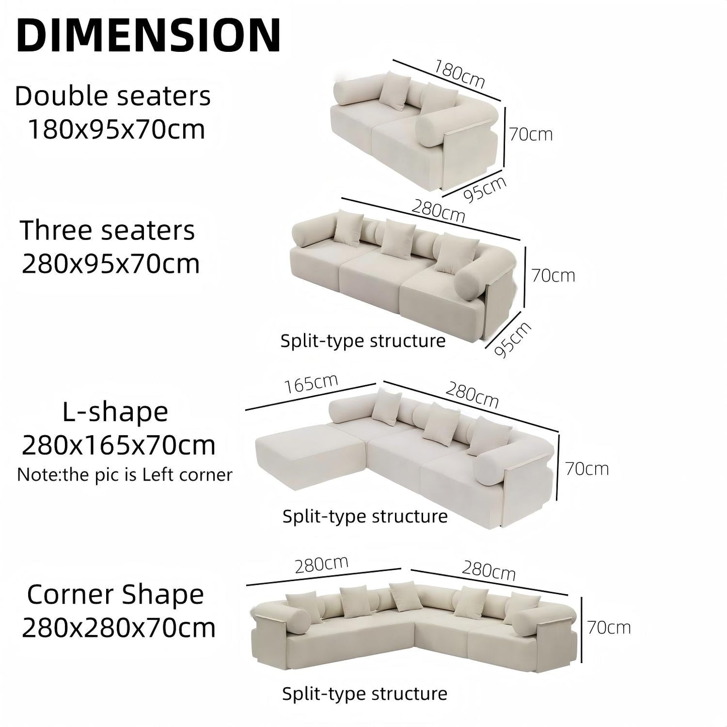 JOY HOME Sofa — Wood / White / Natural