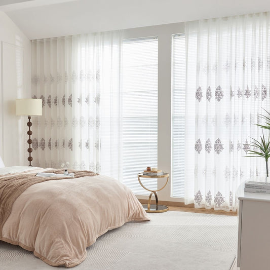 JOY HOME Curtains: 2 Panels Sheer Color Chiffon Tulle Light Window Textile Curtains Drapes for