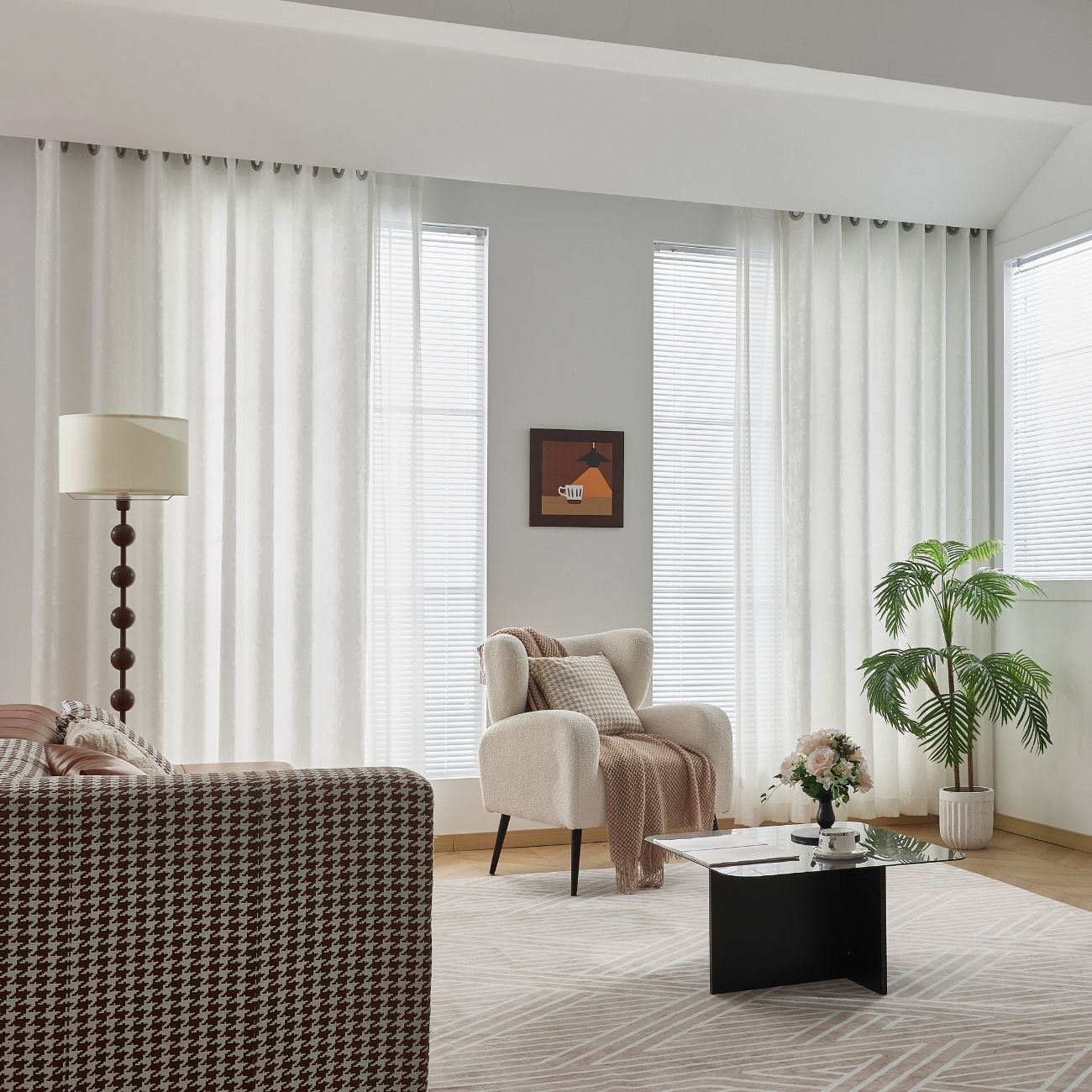 JOY HOME Curtains: 2 Panels Sheer Color Chiffon Tulle Light Window Textile Curtains Drapes for