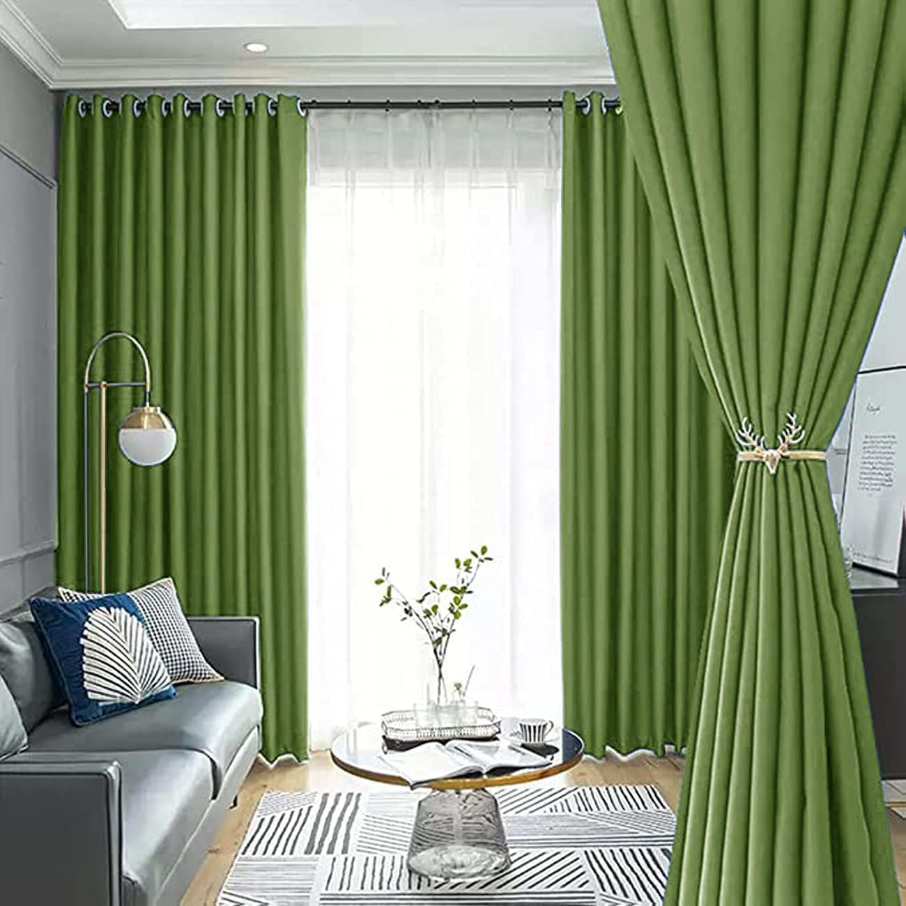 60% Blackout Curtains 2 Panels | Dark Colors for Living Room