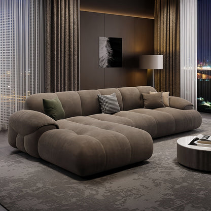 JOY HOME Wood Beige Sectional Sofa