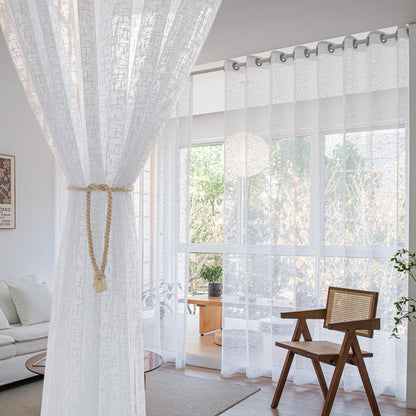 JOY HOME Curtains: 2 Panels Sheer Color Chiffon Tulle Light Window Textile Curtains Drapes for