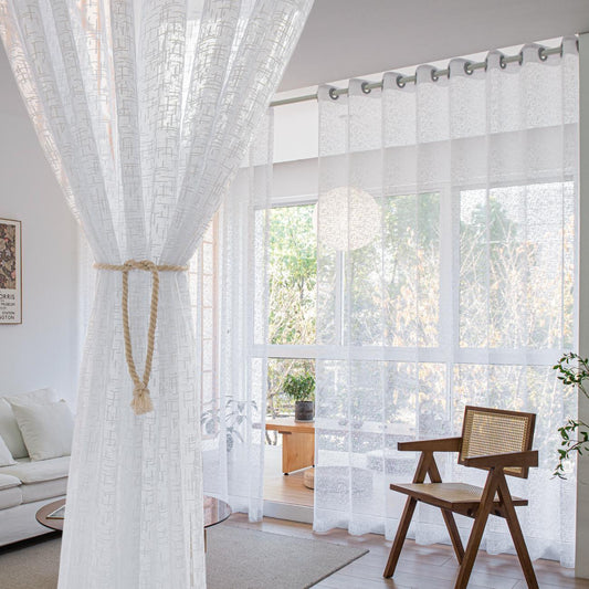 JOY HOME Curtains: 2 Panels Sheer Color Chiffon Tulle Light Window Textile Curtains Drapes for