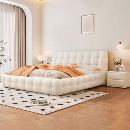 JOY HOME Bed: Light Luxury Fleece Fabric Wrap Bed Frame for Bedroom Without Mattress in Dubai s