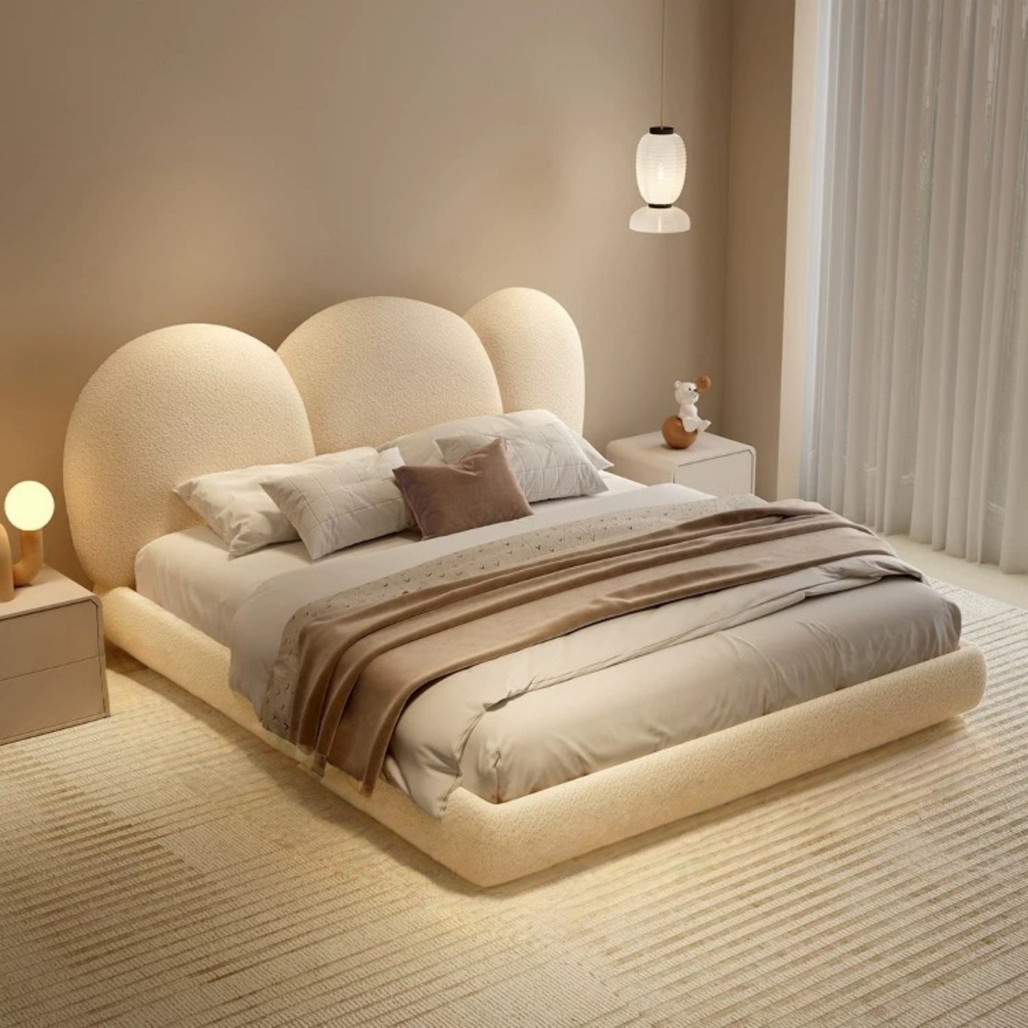 JOY HOME Bed: Bed Frame Modern King Queen Size for bedroom Without Mattress in Dubai showroom