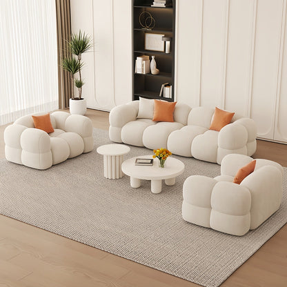 JOY HOME Sofa: Light Luxury Fabric Cloud Shaped Sofa set for Livingroom in Dubai showroom