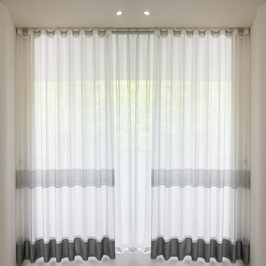 JOY HOME Curtains: 2 Panels Sheer Color Chiffon Tulle Light Window Textile Curtains Drapes for