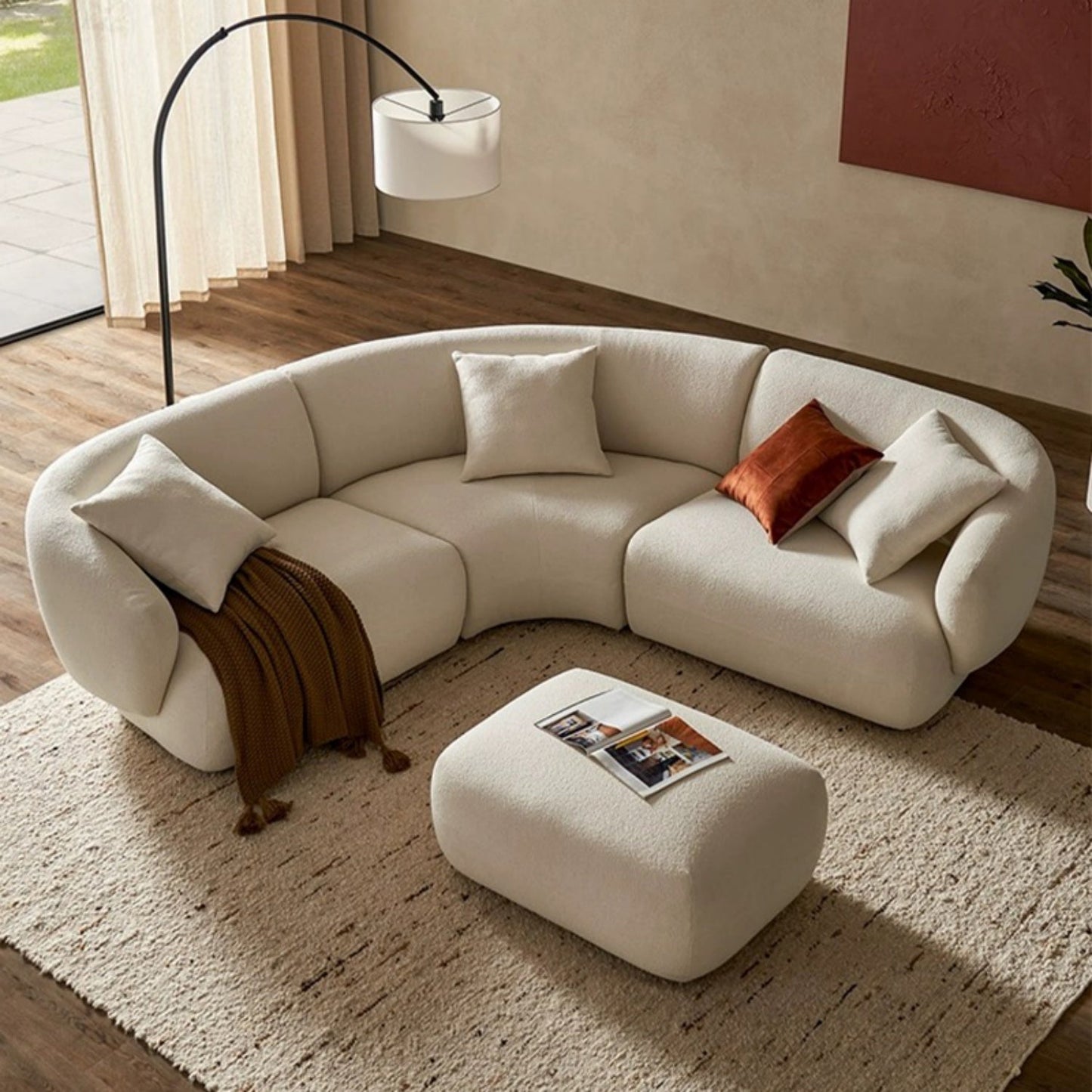JOY HOME Wood White Modular Sofa for Modern Homes