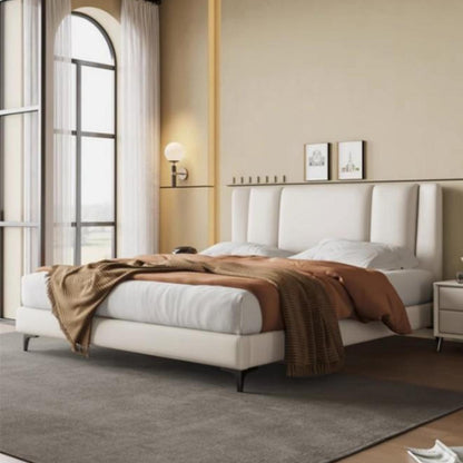 JOY HOME Bed: Light Luxury Modern Leather Wrap Bed Frame for Bedroom Without Mattress in Dubai