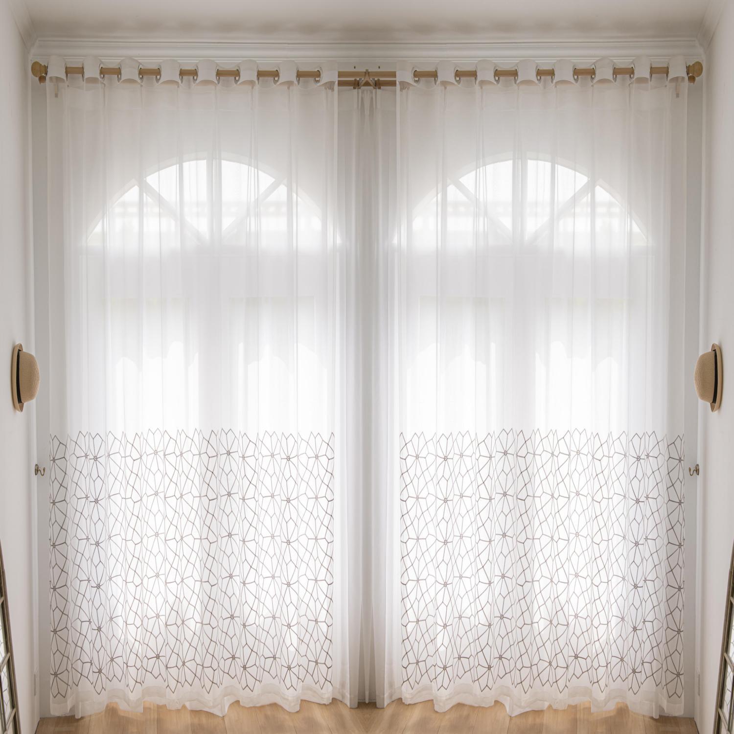 JOY HOME Curtains: 2 Panels Sheer Color Chiffon Tulle Light Window Textile Curtains Drapes for