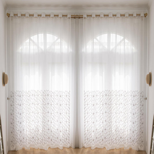 JOY HOME Curtains: 2 Panels Sheer Color Chiffon Tulle Light Window Textile Curtains Drapes for