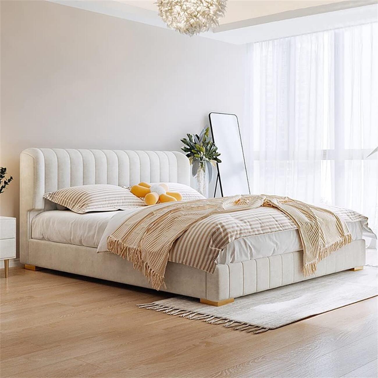 JOY HOME Sofa: Bed Frame Modern King Queen Size for bedroom Without Mattress in Dubai showroom