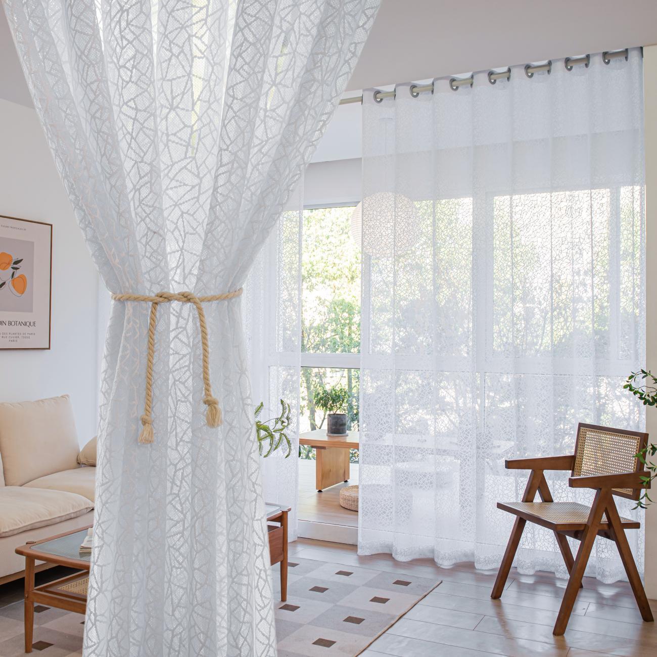 JOY HOME Curtains: 2 Panels Sheer Color Chiffon Tulle Light Window Textile Curtains Drapes for