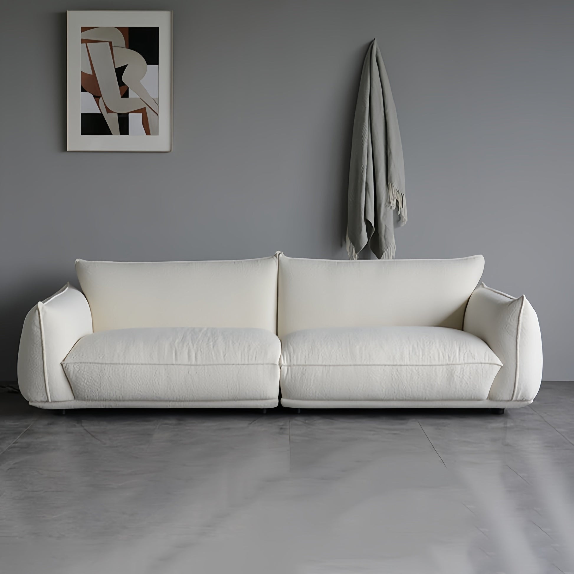 JOY HOME Sofa: Light Luxury Fabric Cloud Shaped Sofa set for Livingroom in Dubai showroom