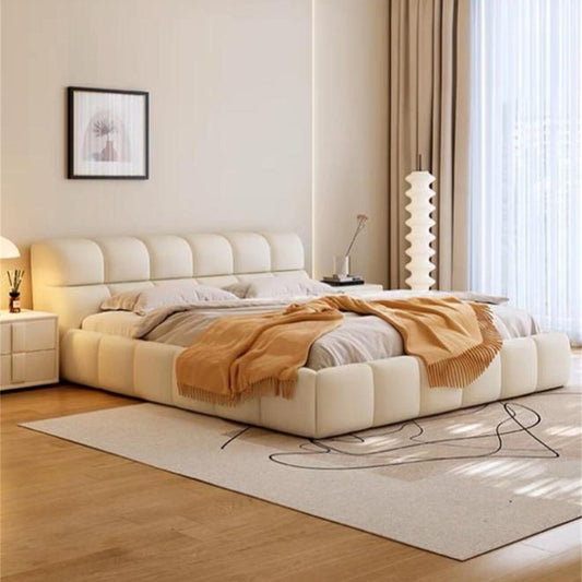 JOY HOME Bed: Light Luxury Modern Leather Wrap Bed Frame for Bedroom Without Mattress in Dubai