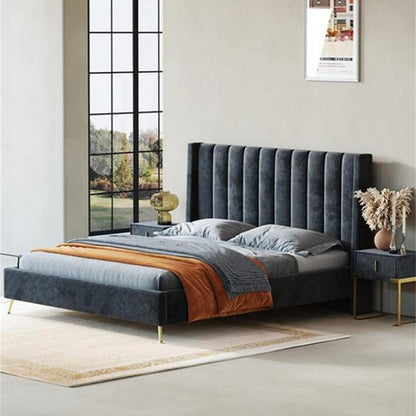 JOY HOME Bed: Bed Frame Modern Velvet King Queen Size for bedroom Without Mattress in Dubai sho