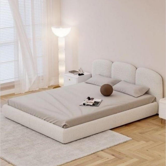 JOY HOME Bed: Light Luxury Fleece Fabric Wrap Bed Frame for Bedroom Without Mattress in Dubai s