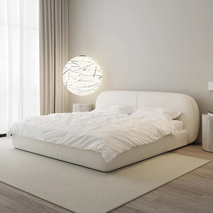JOY HOME Sherpa Linen Wood Bed for Modern Homes