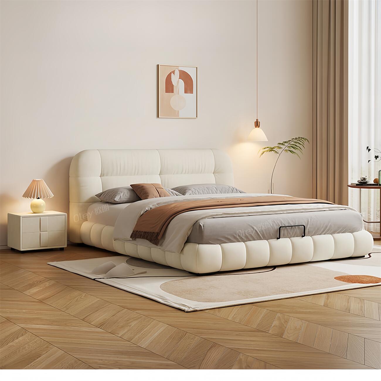JOY HOME Bed: Bed Frame Modern Velvet King Queen Size for bedroom Without Mattress in Dubai sho