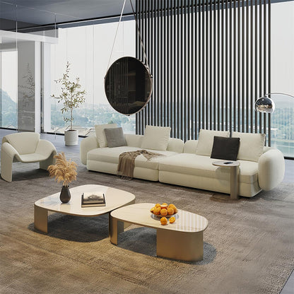 Overstuffed L-Shape Fleece Sofa | Extra-Deep Seating for Large Families