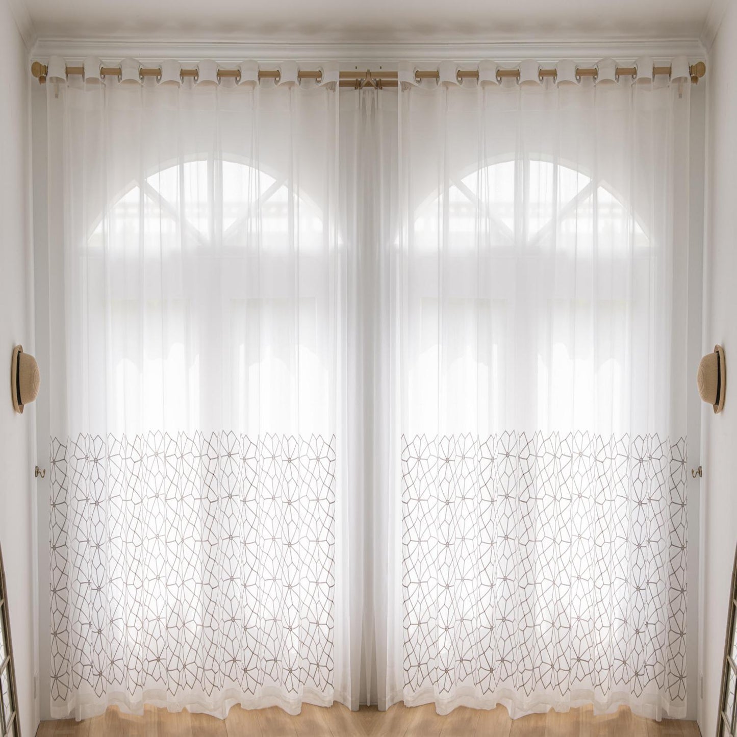 Minimalist Sheer Curtains 2 Panels | Grey & White Options