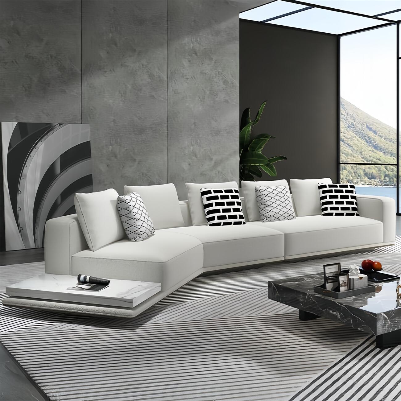 JOY Home Light Luxury Linen Cotton  Fabric Cloud Shaped Sofa set for Livingroom