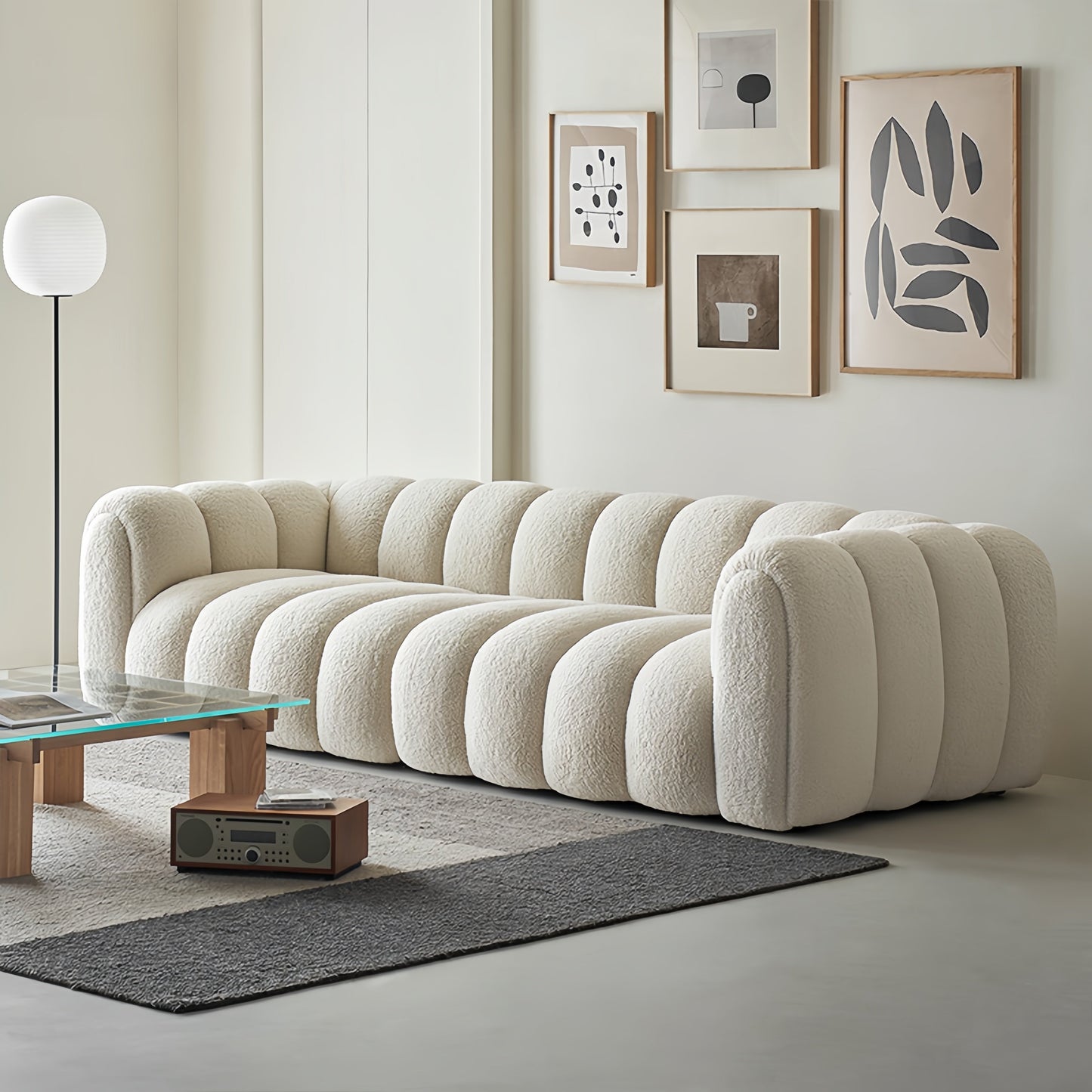 JOY HOME Sofa: Fleece Fabric Overstuffed Multifunction Pumpkin shaped Sofa Chair set for Living