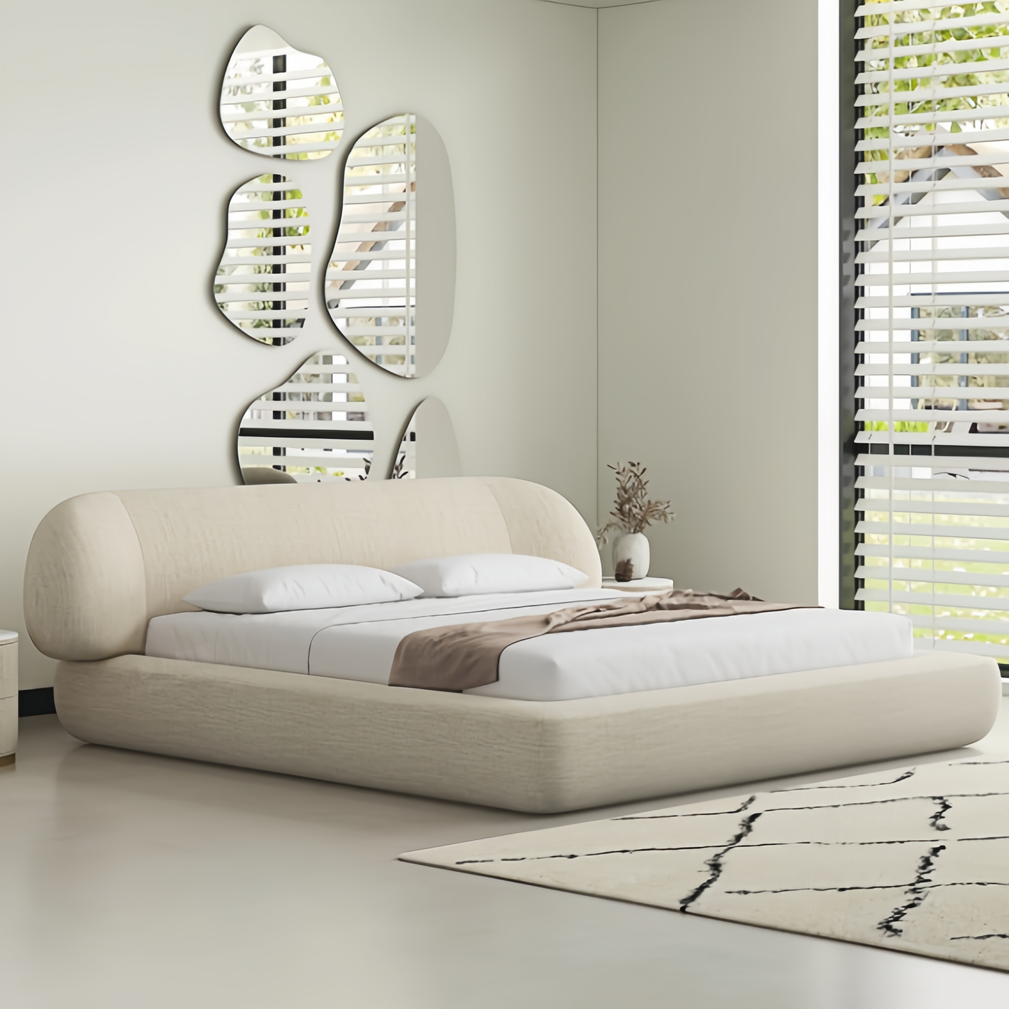 JOY HOME Linen Velvet Wood Mattress for Modern Homes
