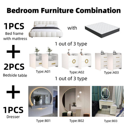 JOY Home Bedroom Furniture Bed Frame with Mattress Bedside table Dresser