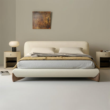 Fleece Fabric Upholstered Bed Frame | Soft-Touch Beige Design