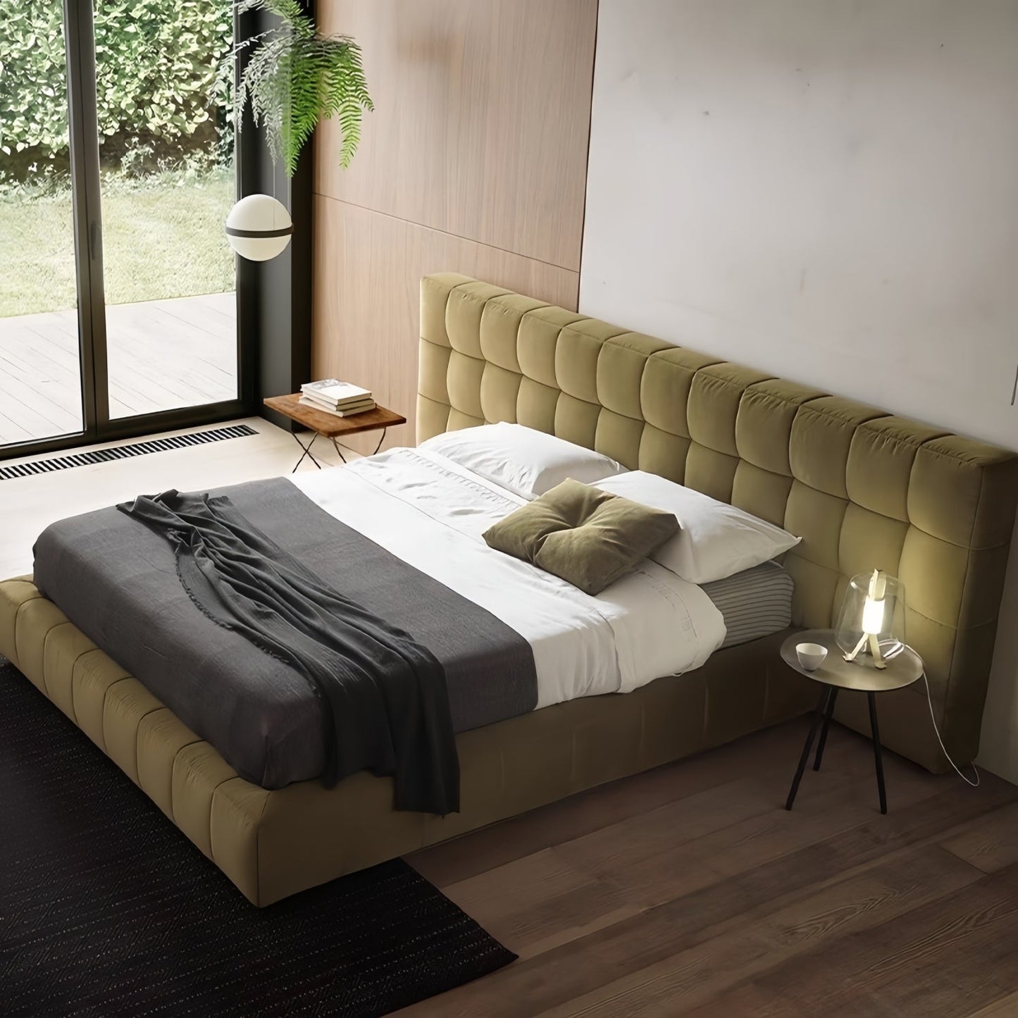JOY HOME Bed: Bed Frame Modern Velvet King Queen Size for bedroom Without Mattress in Dubai sho