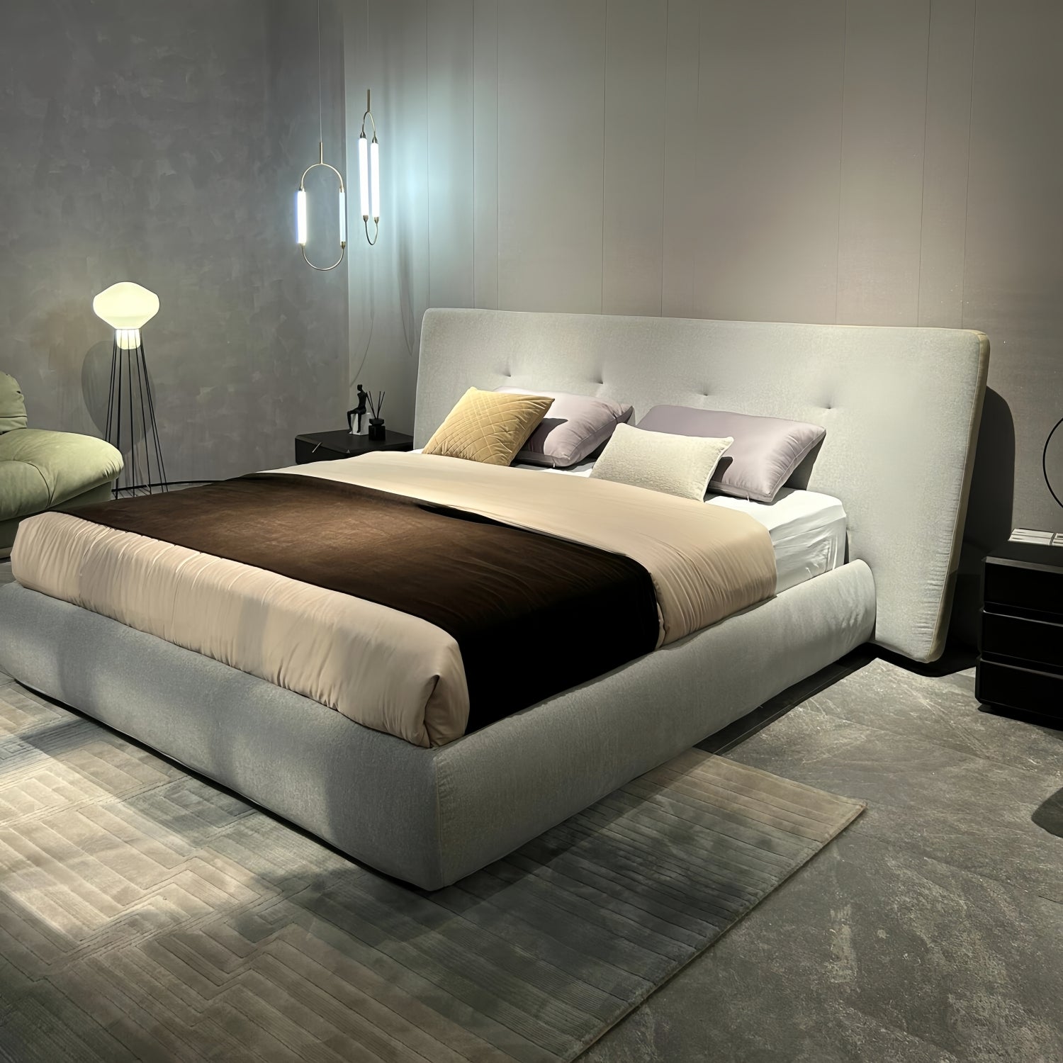JOY HOME Bed: Bed Frame Modern Velvet King Queen Size for bedroom Without Mattress in Dubai sho