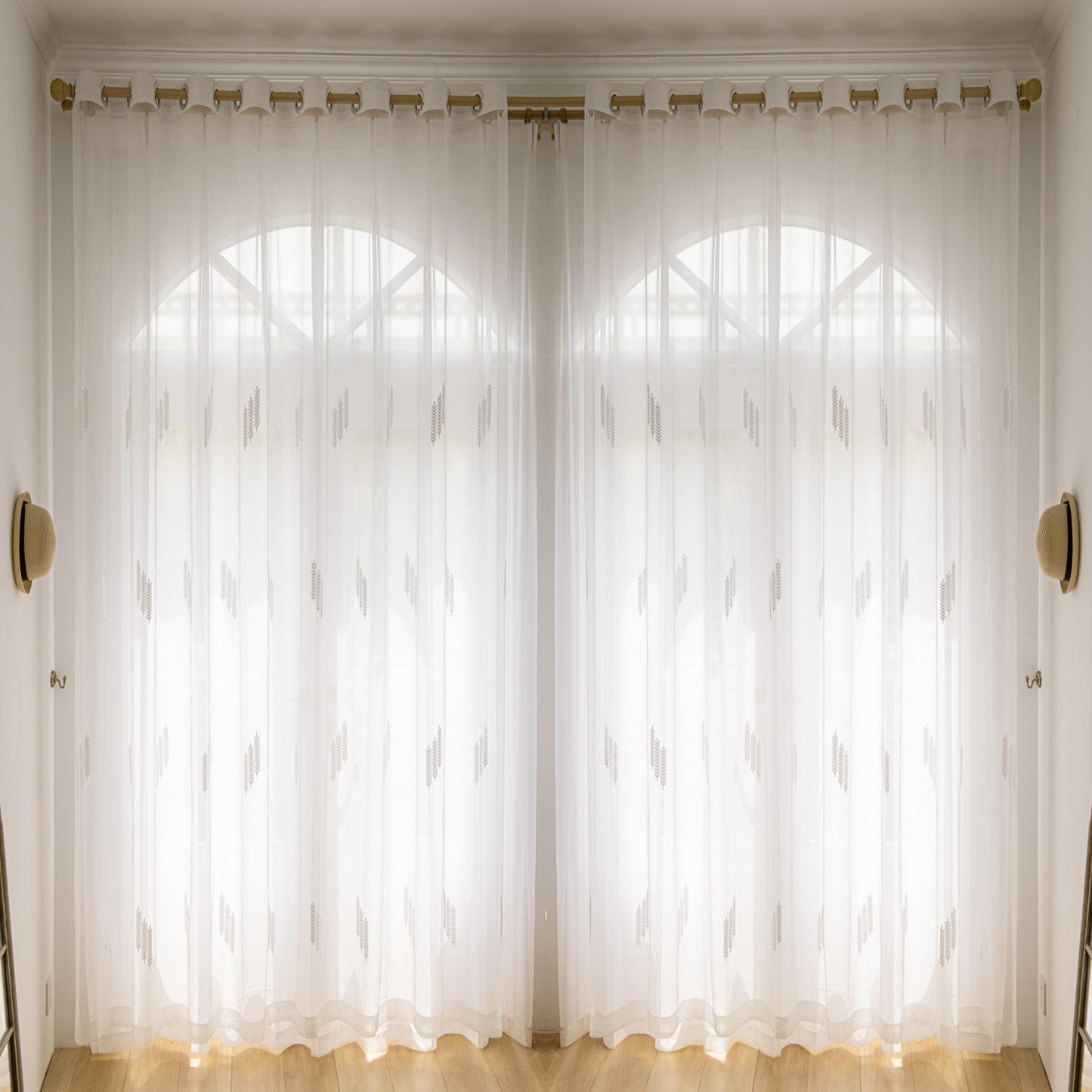 JOY HOME Curtains: 2 Panels Sheer Color Chiffon Tulle Light Window Textile Curtains Drapes for