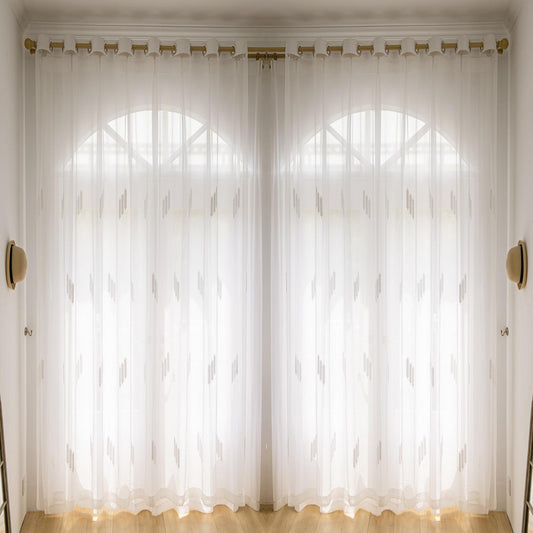 JOY HOME Curtains: 2 Panels Sheer Color Chiffon Tulle Light Window Textile Curtains Drapes for